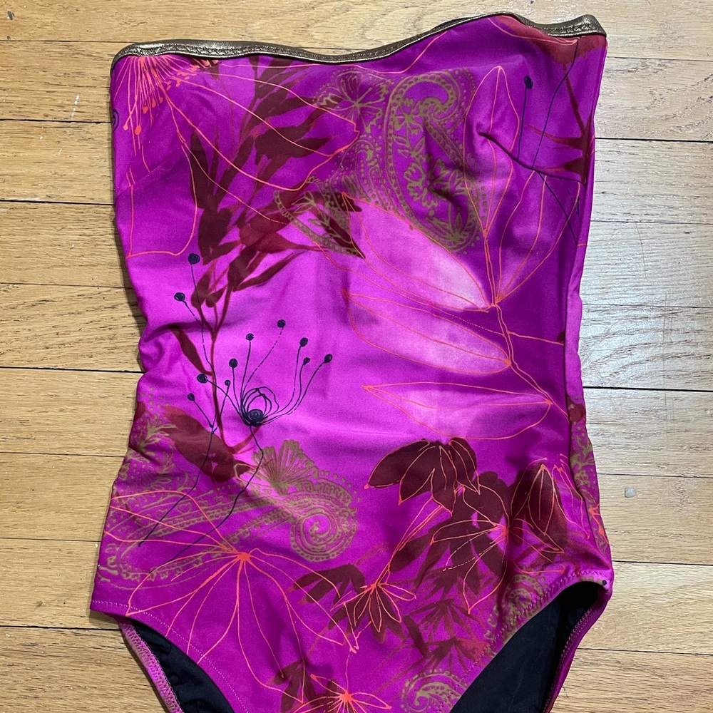 Pink floral bathing suit